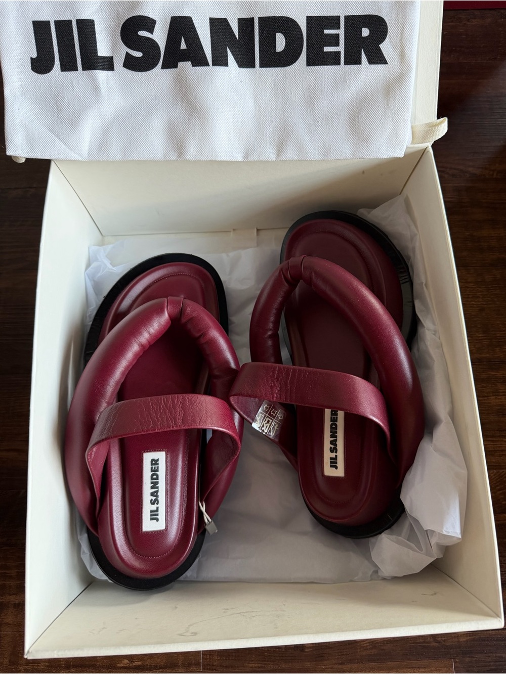 JIL SANDER Puffy Thong Chunky Sandal Burgundy size 8 38